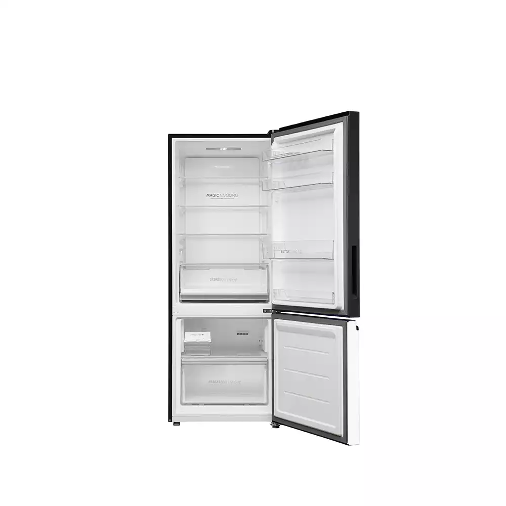 Haier Vogue Series 325L ,Black white Glass  Finish 14 in 1 Convertible  Bottom Mounted Frost Free Refrigerator HRB-3752KWG-P